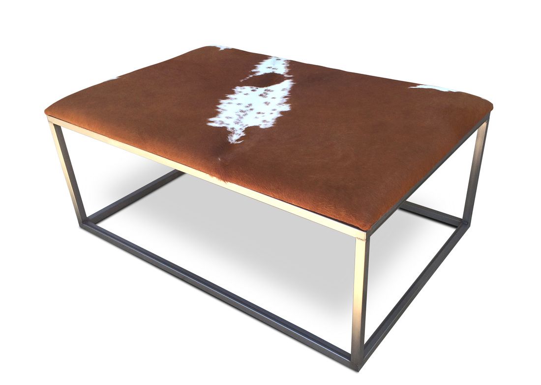 Industrial Contemporary Cowhide Ottoman Modern And Industrial