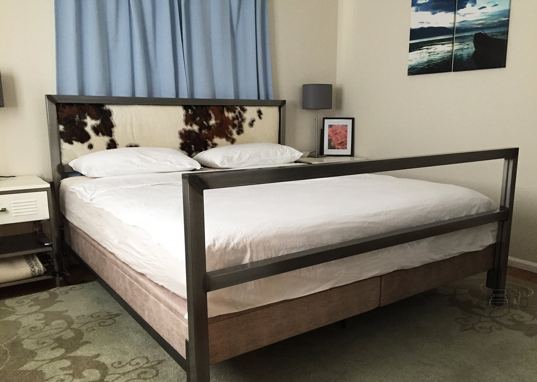 STEEL BED, Denver Colorado Industrial custom made headboard king size modern bed 